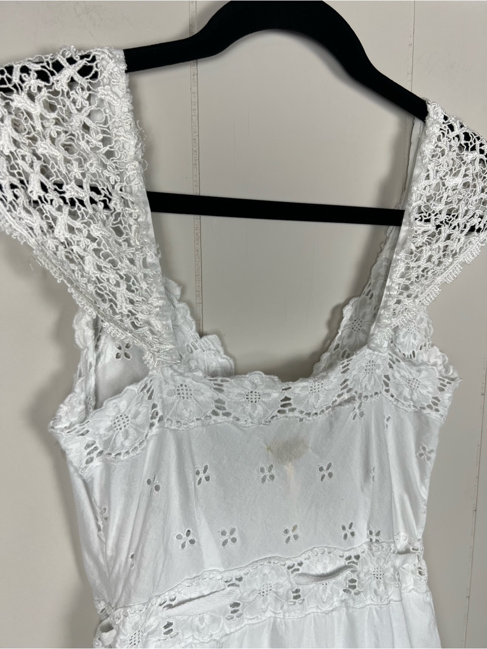 Free People Cottagecore Coquette White Eyelet Lace Mini Dress XS - Picture 6 of 16